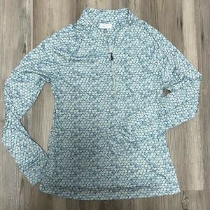 Greg Norman Collection Light Blue Patterned Long Sleeve Top